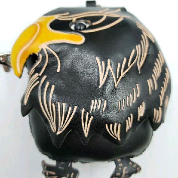 Eagle Leather Wristlet Wallet Handmade Tooled Coin Purse Keychain Western Gift - Picture 16 of 16